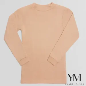 TÉRMICO LIGERO Camiseta manga larga cuello semicisne camel