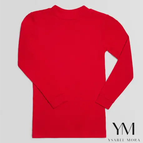 TÉRMICO LIGERO Camiseta manga larga cuello semicisne rojo