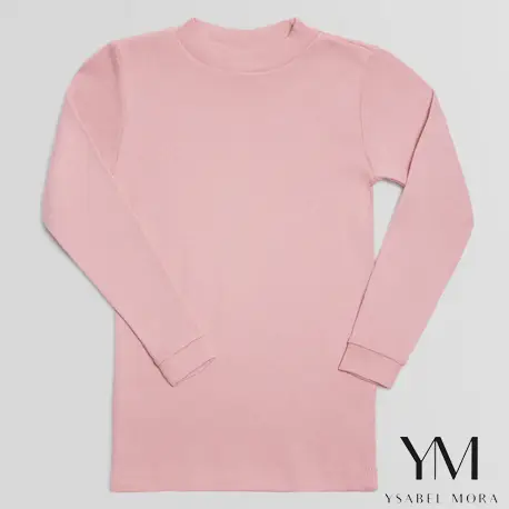 TÉRMICO LIGERO Camiseta manga larga cuello semicisne rosa