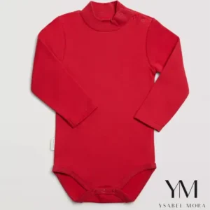 Body bebé básico cuello alto rojo