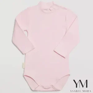Body bebé básico cuello alto rosa