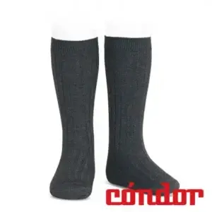 Calcetines altos básicos canalé ANTRACITA