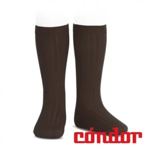 Calcetines altos básicos canalé MARRON