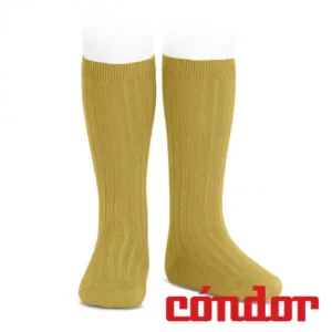 Calcetines altos básicos canalé MOSTAZA