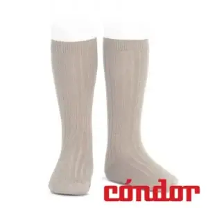 Calcetines altos básicos canalé PIEDRA