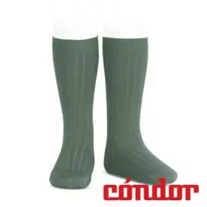 Calcetines altos básicos canalé VERDE LIQUEN