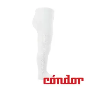 Leotardos algodón cálido con calado lateral BLANCO