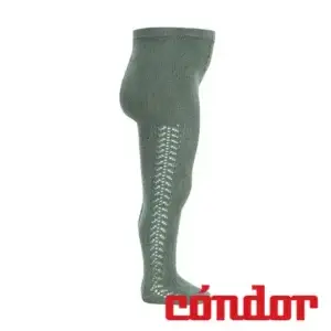 Leotardos algodón cálido con calado lateral VERDE LIQUEN