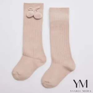 Calcetines largos pompones Beige