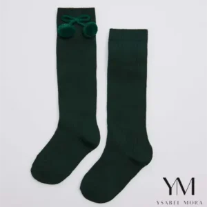 Calcetines largos pompones Verde Botella