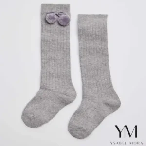 Calcetines largos pompones Gris