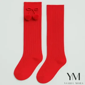 Calcetines largos pompones Rojo