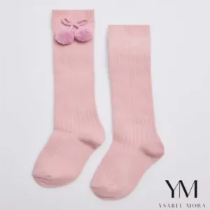 Calcetines largos pompones Rosa Palo