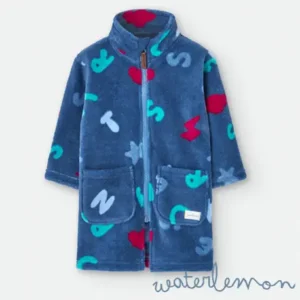 Bata Bebé Estampado de Letras Azul Marino