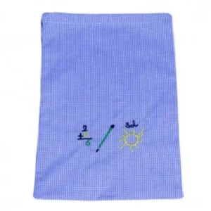 Bolsa colegio merienda cuadro Azul
