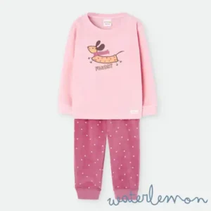 Pijama 2 piezas estampado con perro Rosa