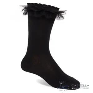 Calcetines altos con puntilla de tul