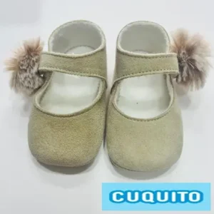 Zapatos de piel serraje con pompón
