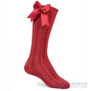 Calcetines altos calados Hilo Perle con lazo