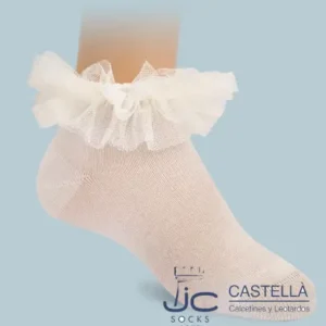 Calcetines de Hilo Perlé con puntilla de tul