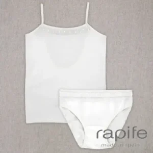 Conjunto infantil camiseta y braguita con tul Beige