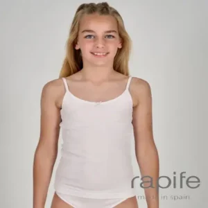 Conjunto interior niña braguita y camiseta espalda escote en V Crudo