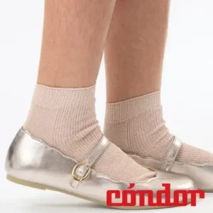 Calcetines tobilleros canalé con hilo metalizado