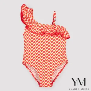 Bañador niña detalles volantes estampado étnico