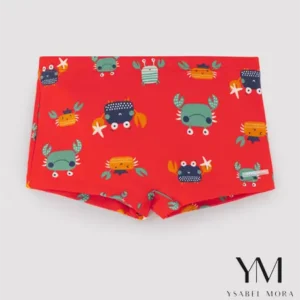 Bañador bóxer niño estampado cangrejos rojo