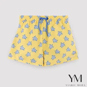 Bañador niño corto estampado tortugas amarillo