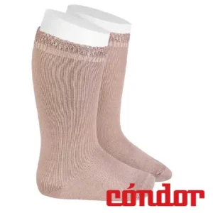 Calcetines altos de algodón con puño calado